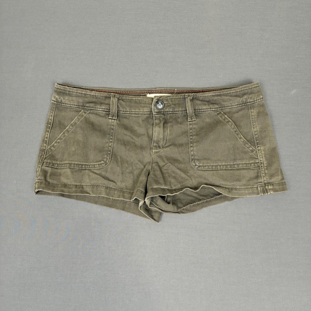 Y2K Hollister Mini Low Rise Cargo Shorts Olive Green Women's Size 3 (31" Waist)